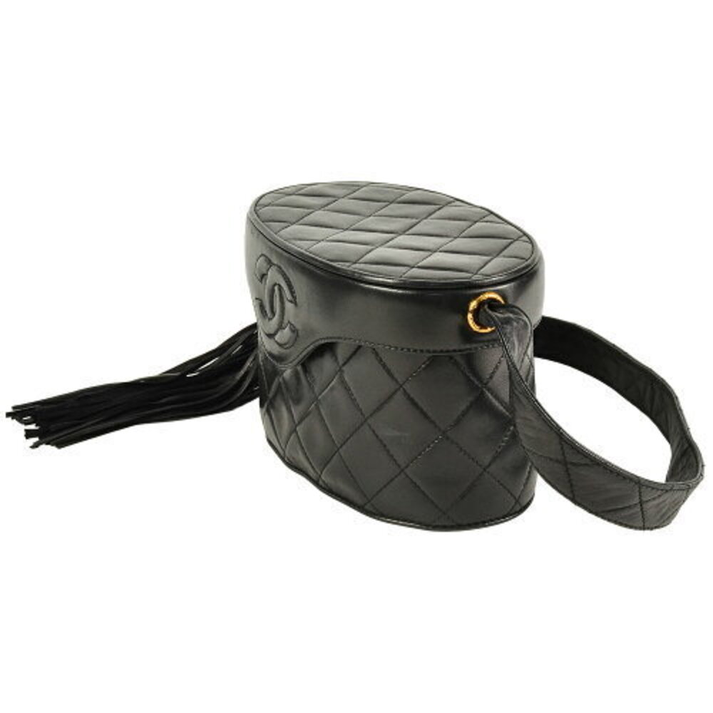 Chanel Bag Matelasse Tassel Fringe Black Mark Coco Shoulder Lambskin